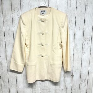 Kasper for A.S.L. Jacket Women Size 8 Ivory Button Down 100% Wool Double Pocket